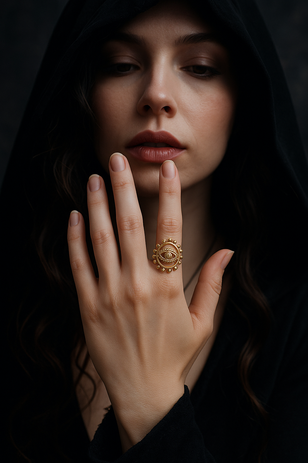 Gold Stainless Steel Evil Eye Adjustable Ring – Protection & Boho Jewelry