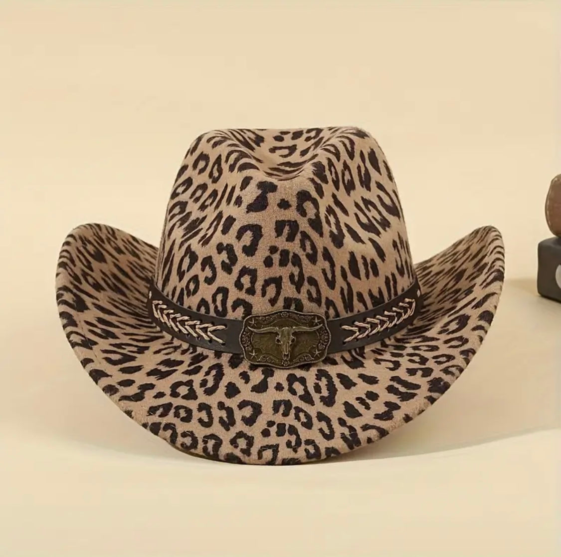 Leopard Print Cowboy Hat – Adjustable Western Festival Hat