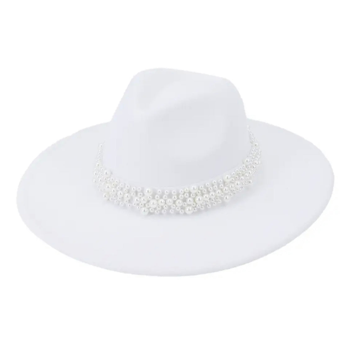 Celestial Bride Pearl Fedora – Adjustable White Hat