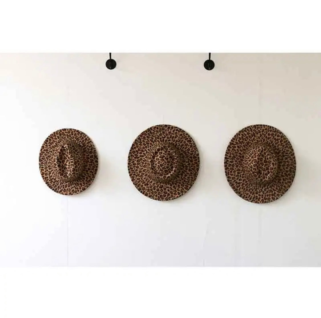 Lila Leopard print large brim fedora hat
