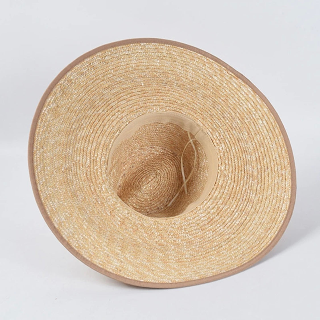 Bora Bora Large Brim Natural Straw Sun Hat with Beige Sand Grosgrain Trim