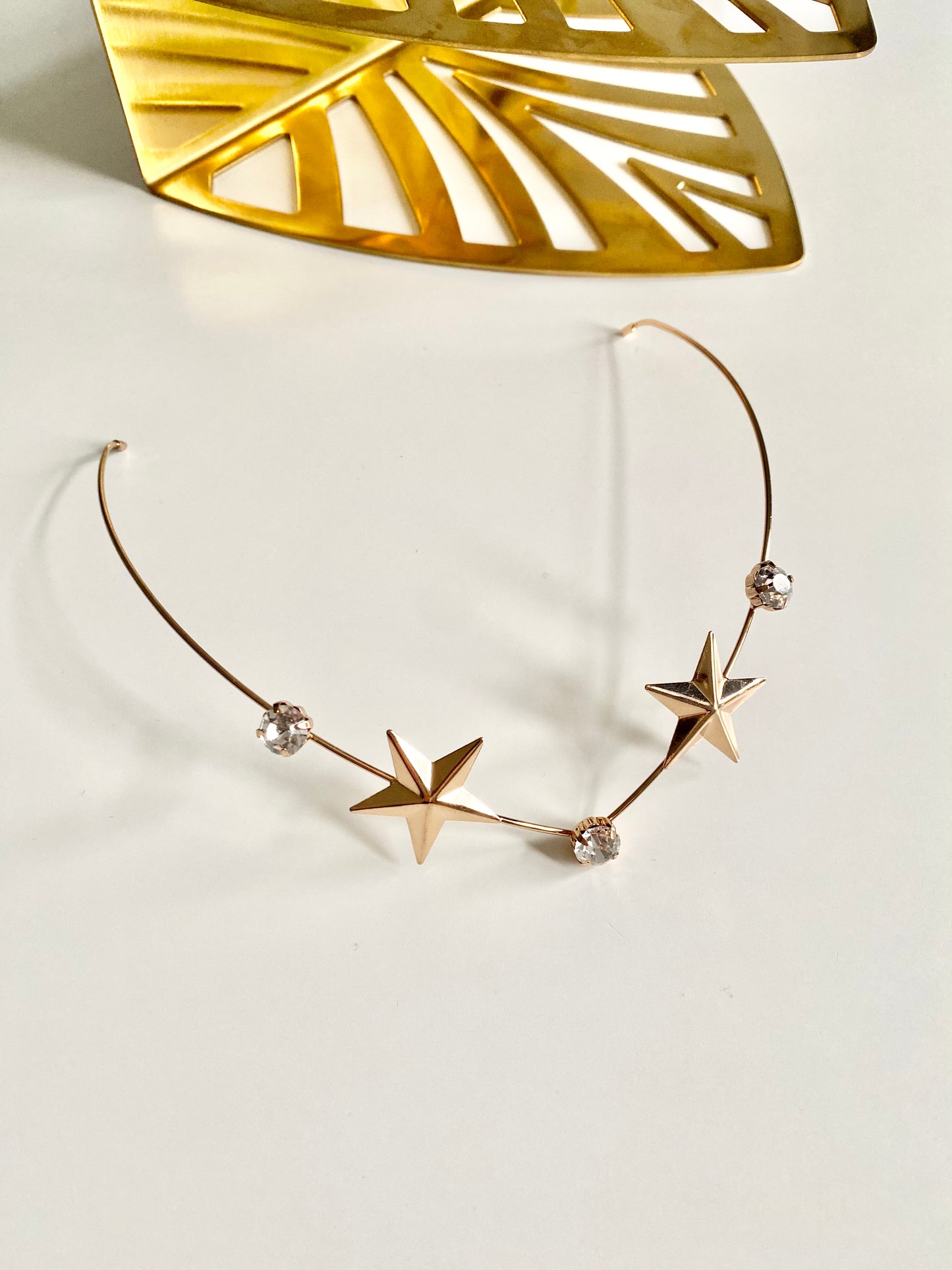 Sabrina gold star light crystal hair crown