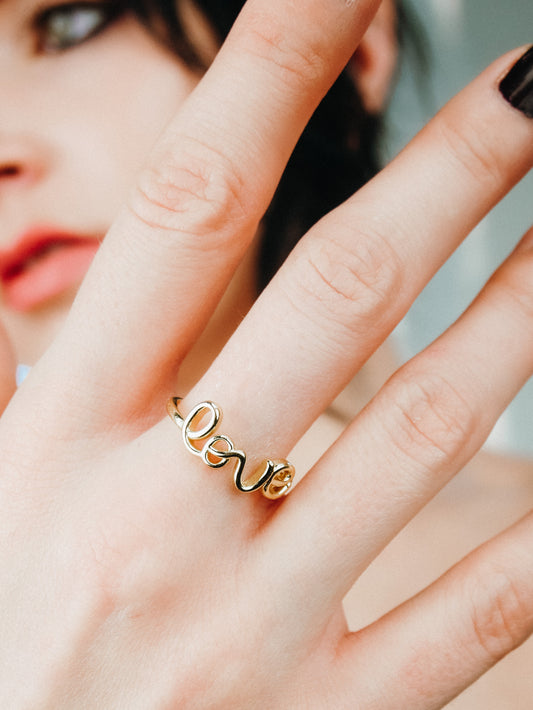 Gold LOVE ring