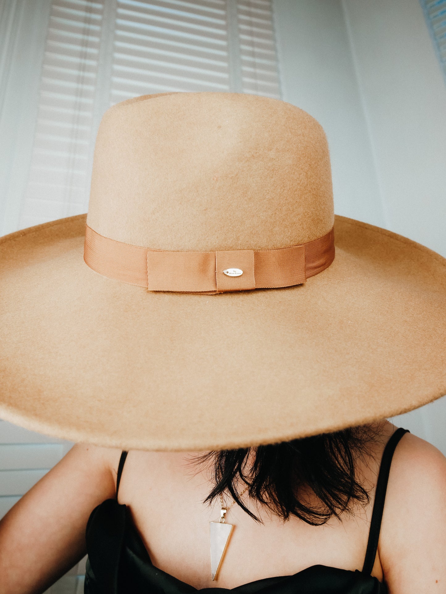 Goddess Grande Camel wide brim fedora hat