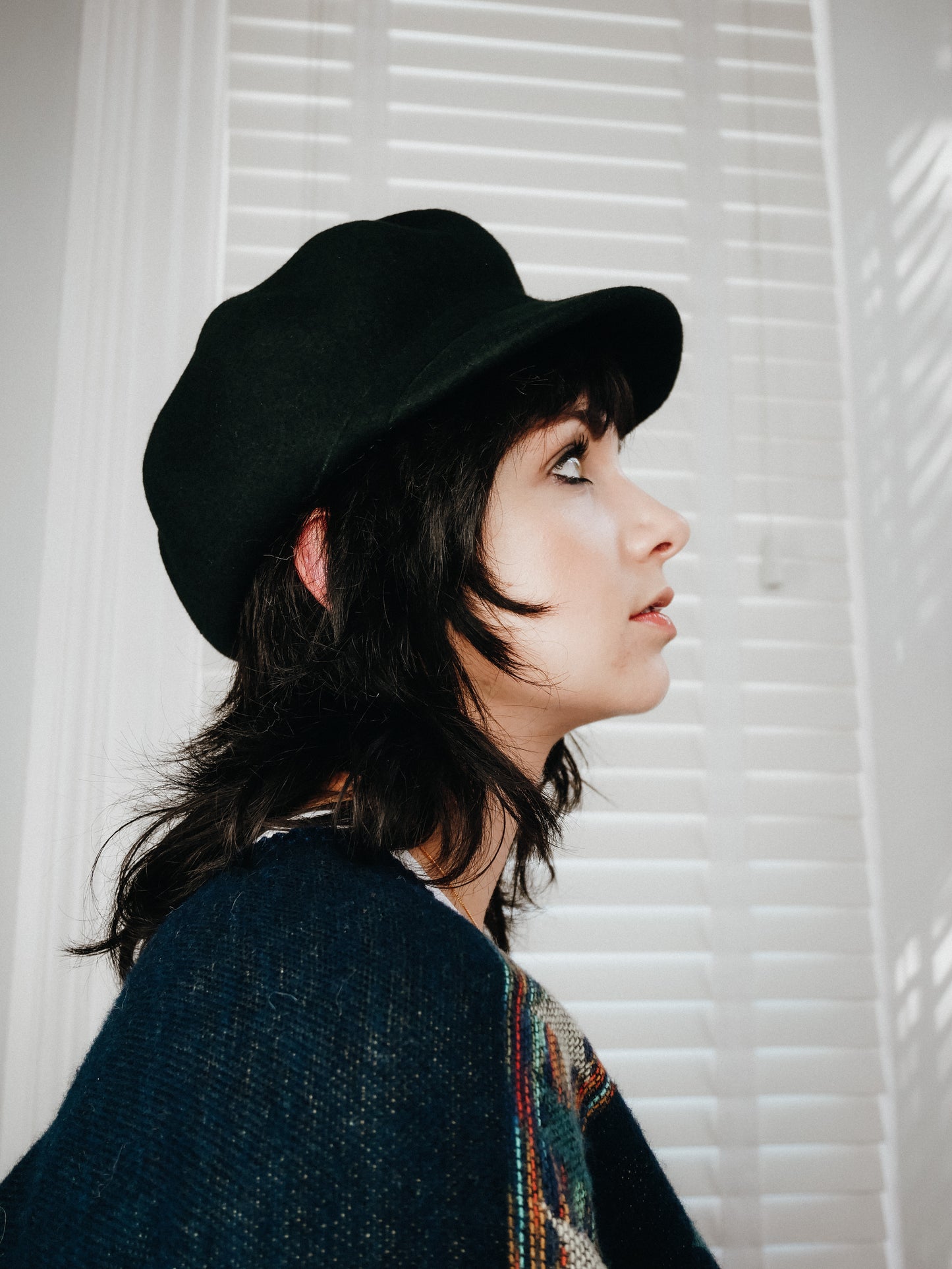 Billie Black wool cashmere newsboy cap hat