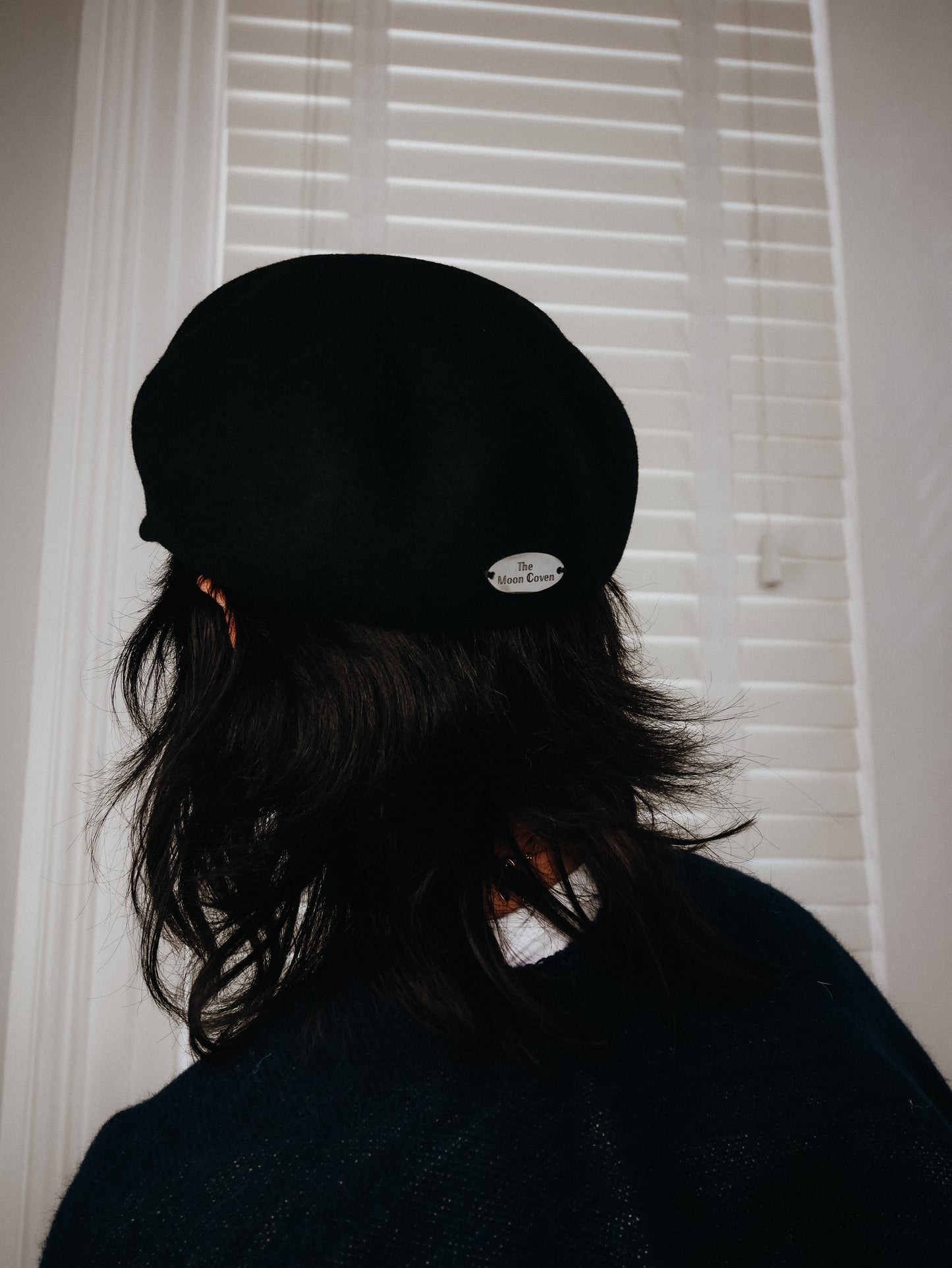 Billie Black wool cashmere newsboy cap hat