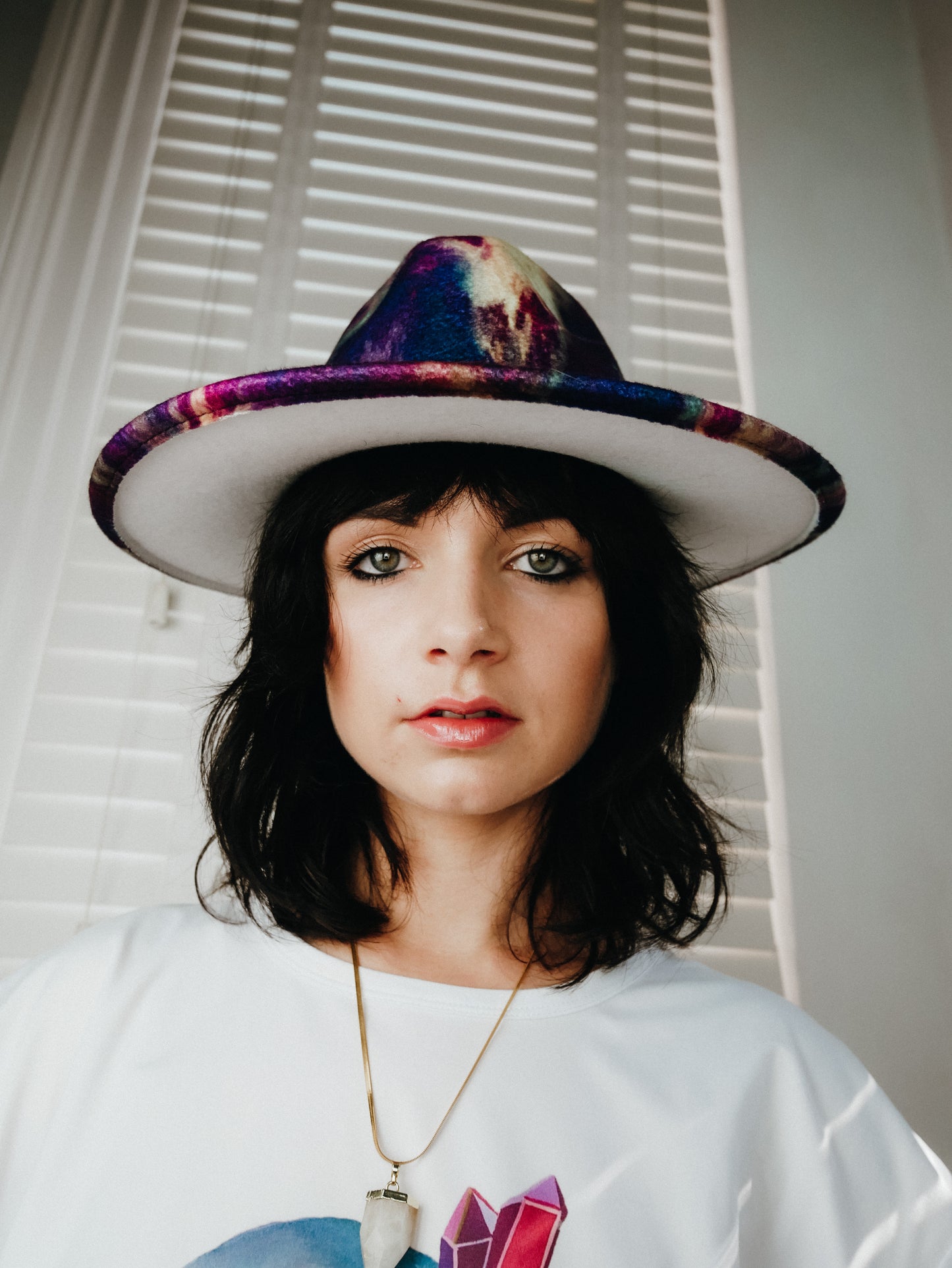 Dark night tie dye fedora hat