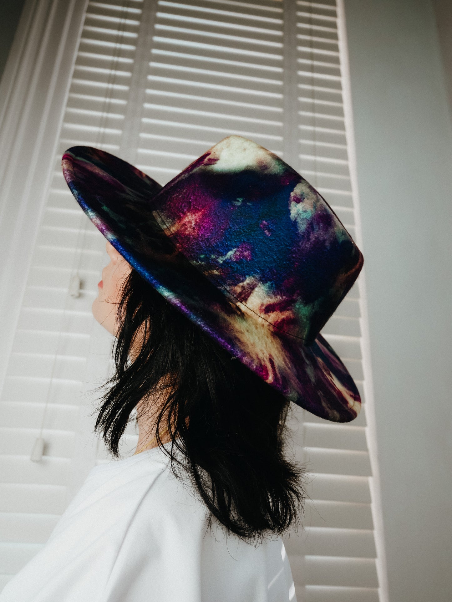 Dark night tie dye fedora hat