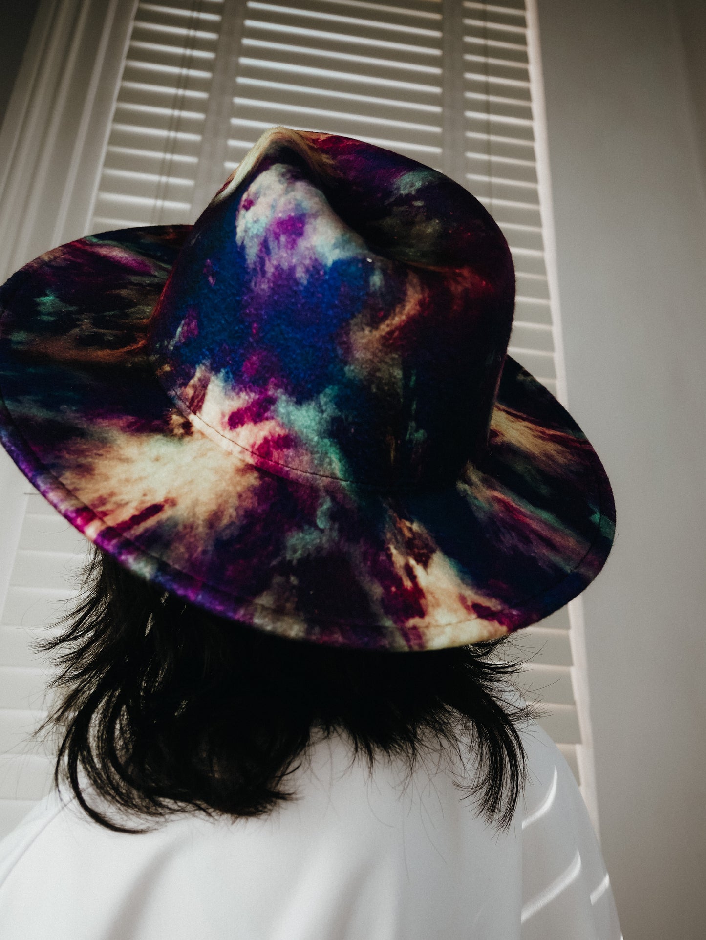 Dark night tie dye fedora hat