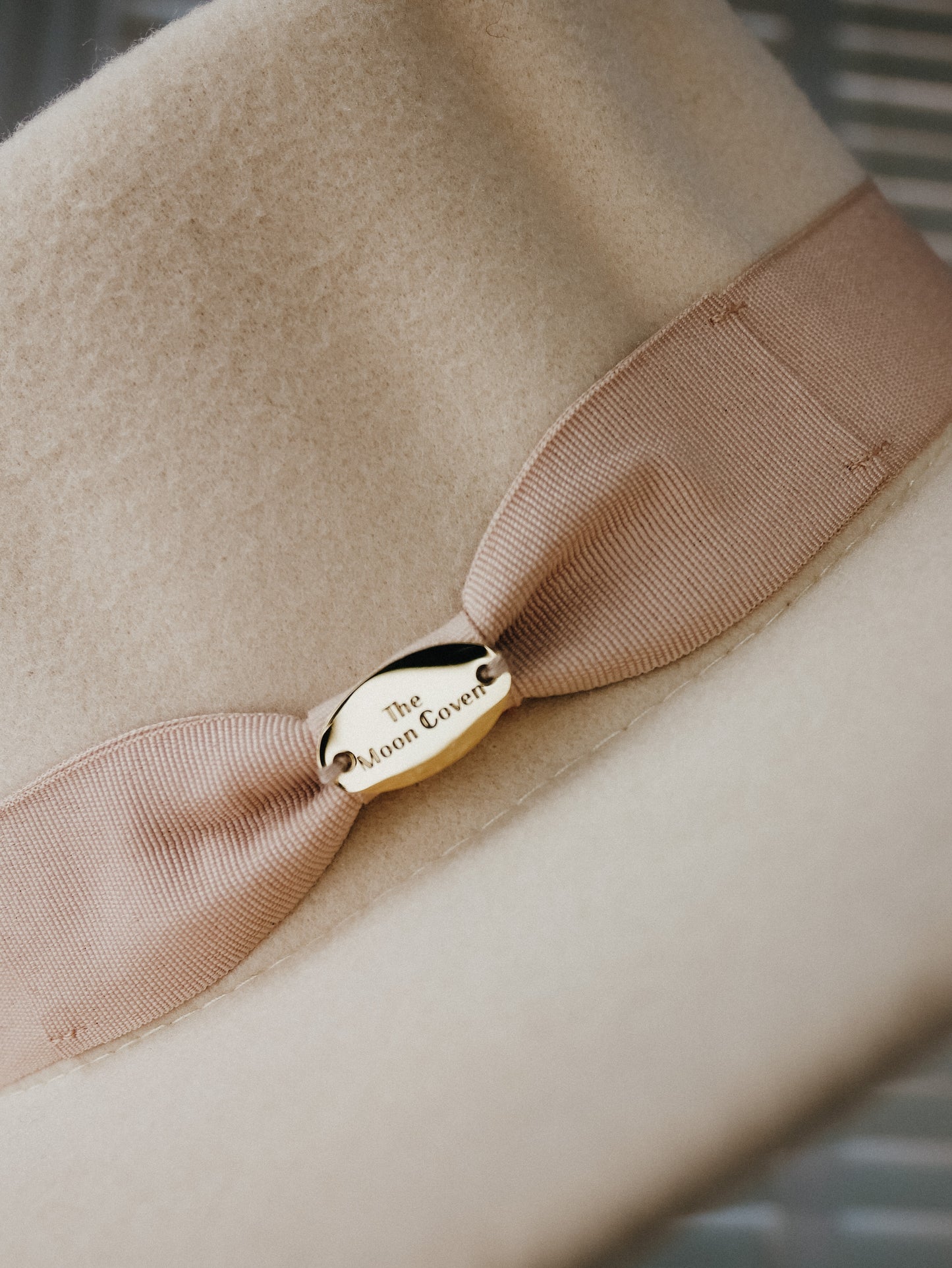 Circe cream ribbon wide brim flat top hat