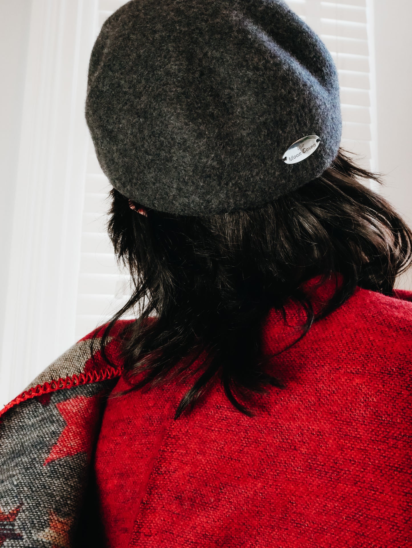 Dusty dark grey wool cashmere newsboy cap hat
