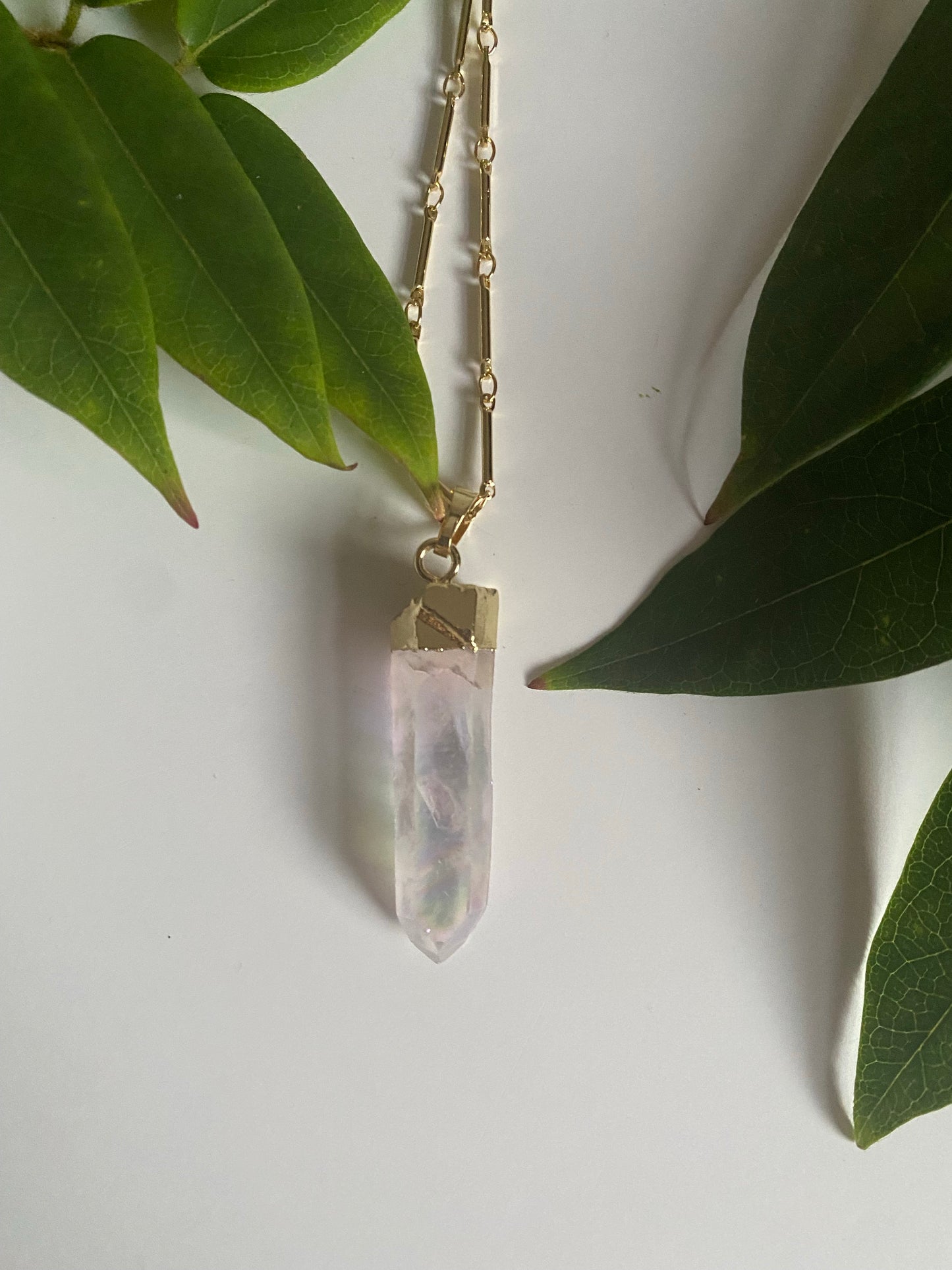 Rainbow quartz point necklace