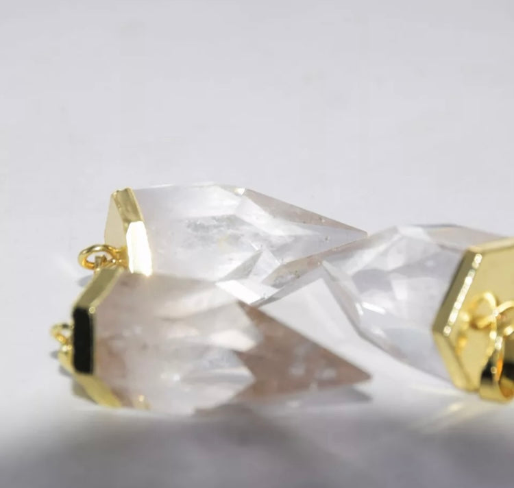 Gold Clear quartz bullet point necklace