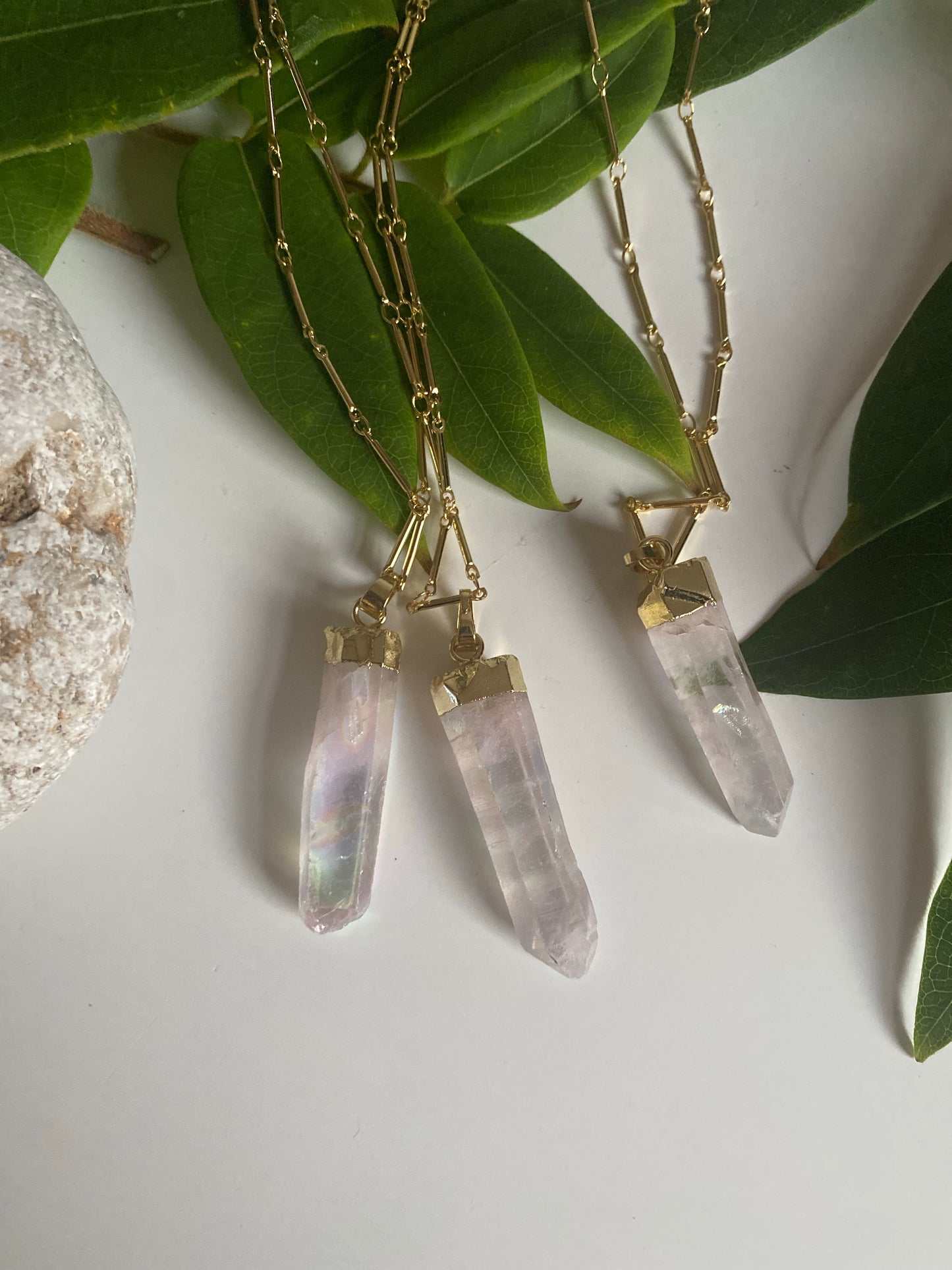Rainbow quartz point necklace