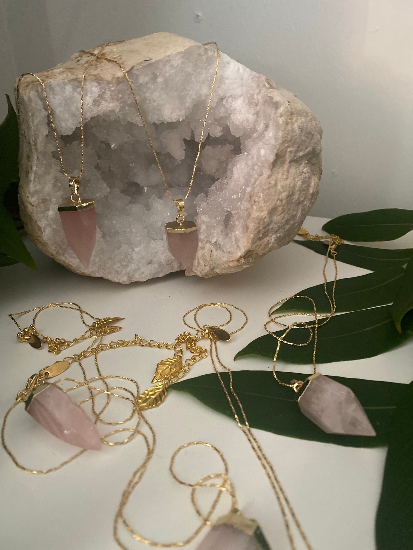 Rose Quartz bullet point necklace