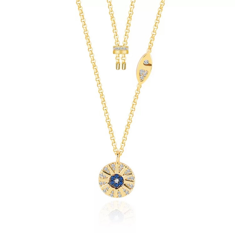 Star light cubic zirconia crystal gold necklace