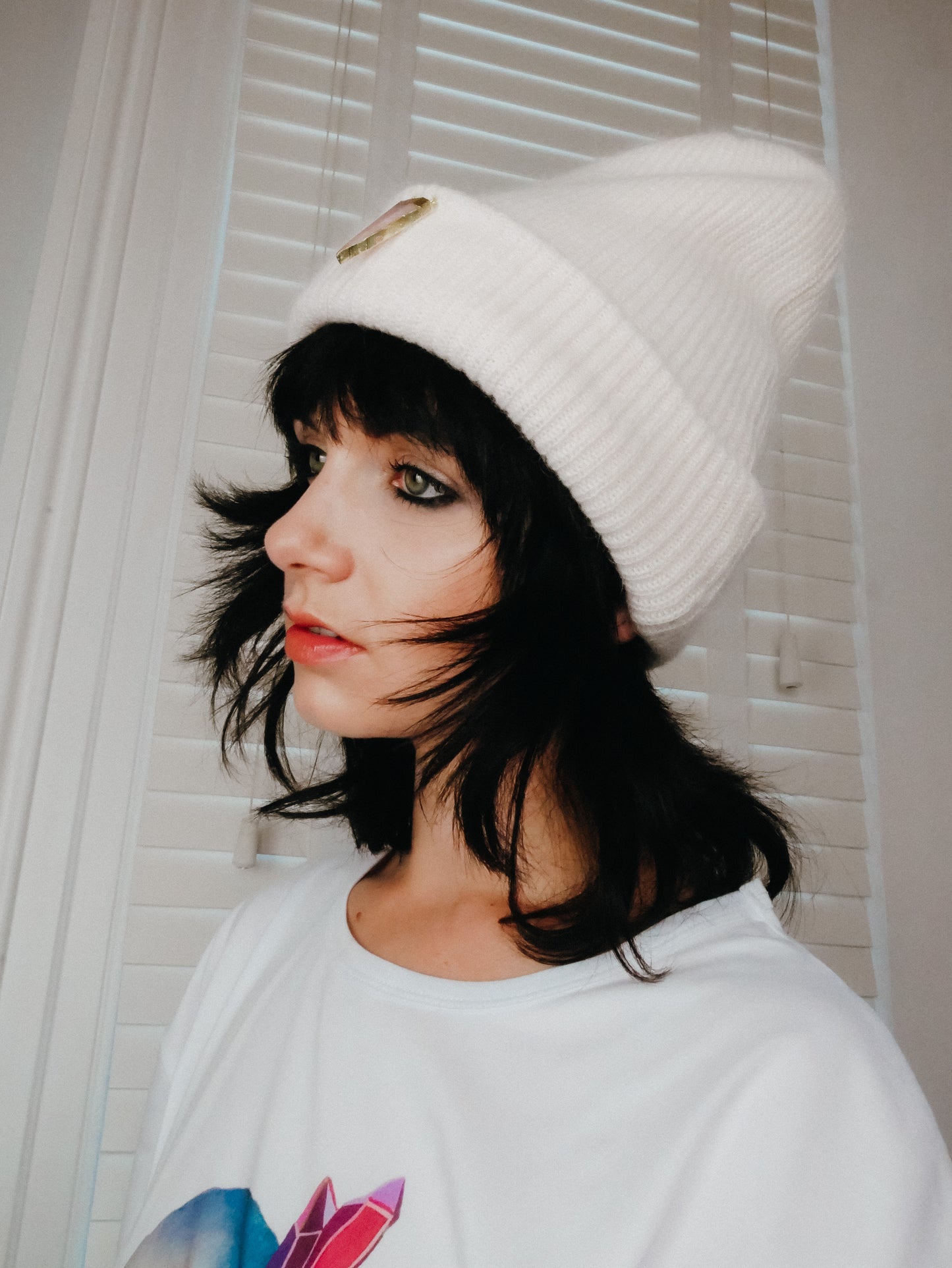 Rose Quartz pink cashmere wool beanie hat