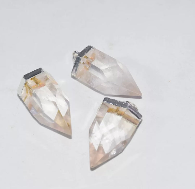 Silver Clear Quartz bullet point necklace