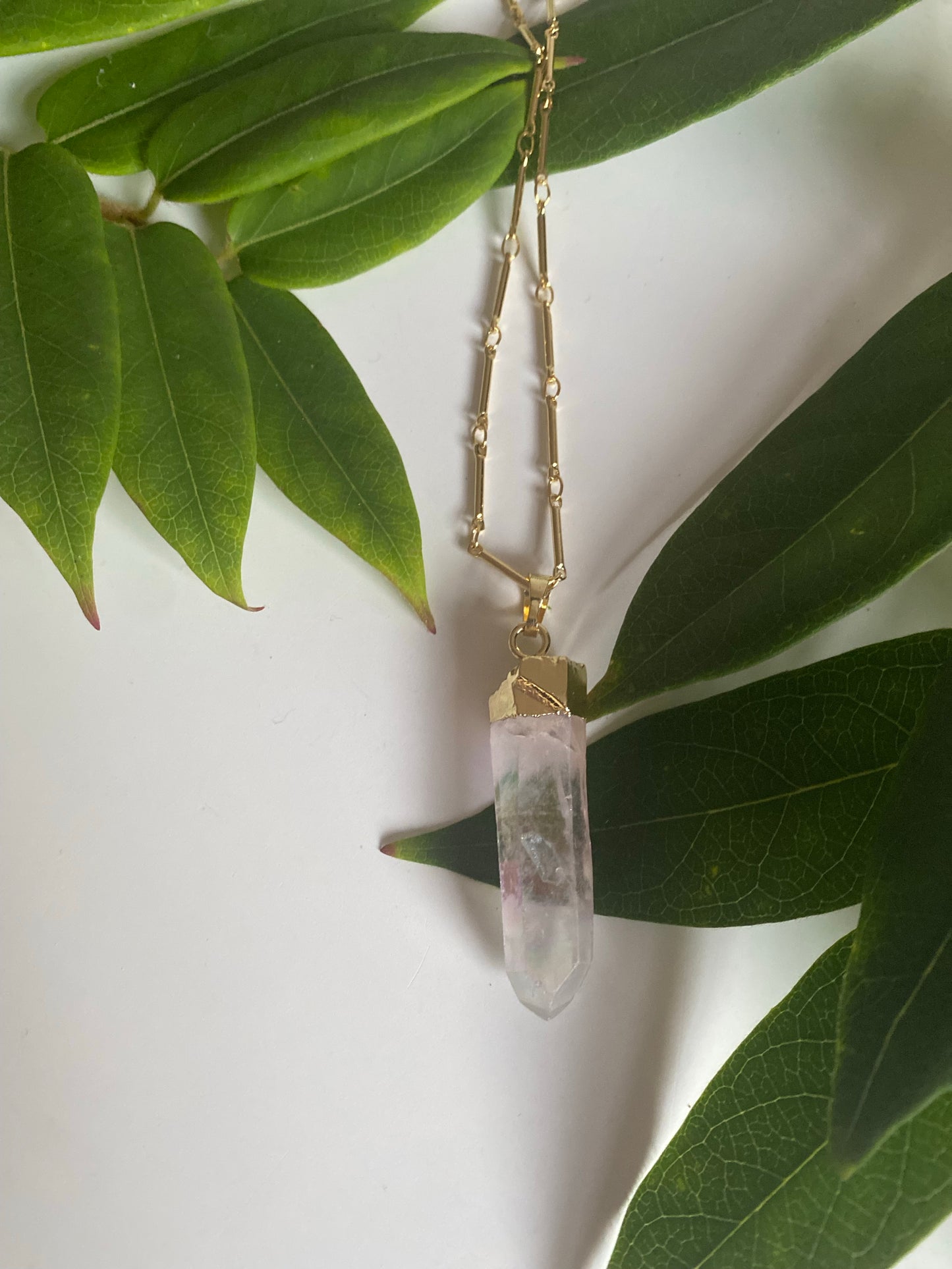 Rainbow quartz point necklace