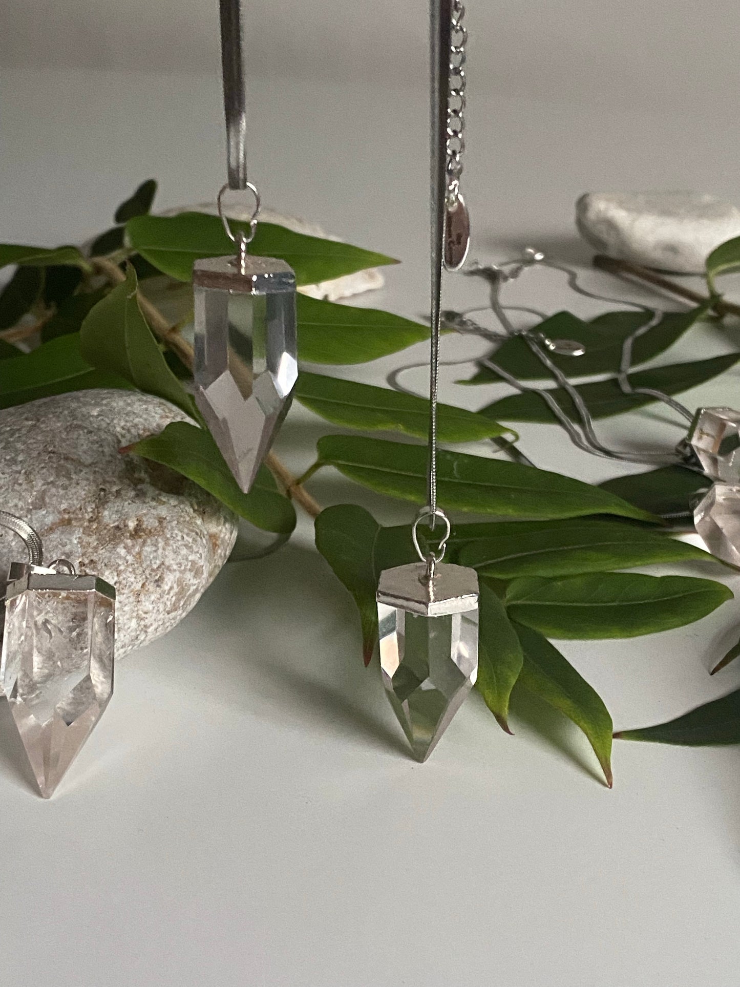 Silver Clear Quartz bullet point necklace