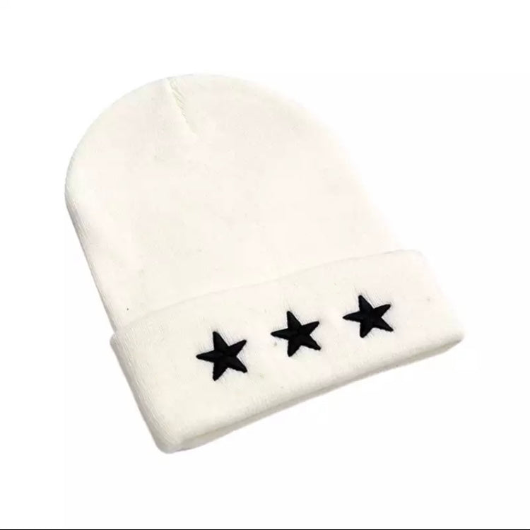 White star wool beanie hat