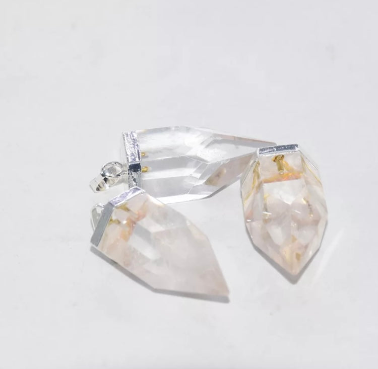 Silver Clear Quartz bullet point necklace