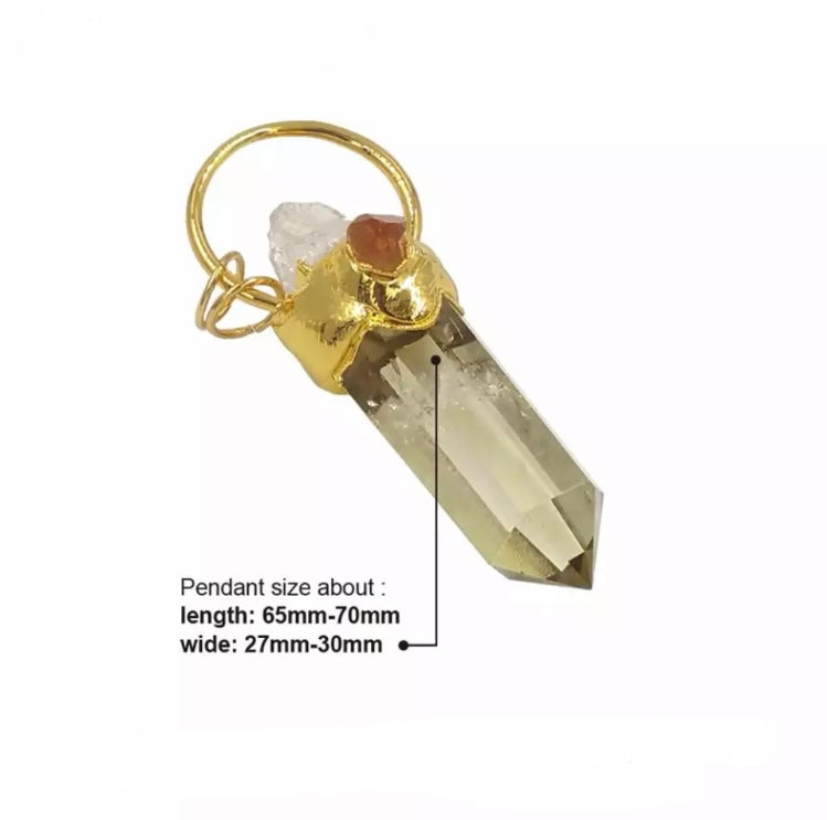 Large statement gold citrine point necklace