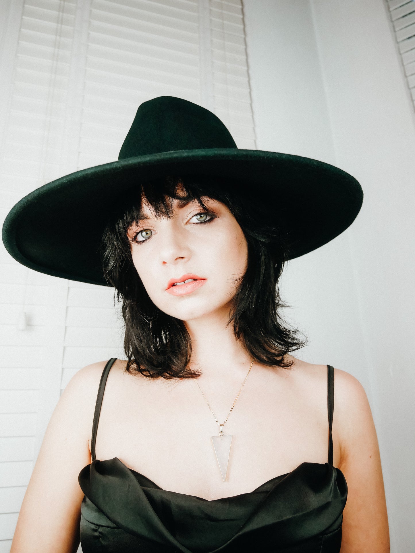 Goddess Grande black wide brim fedora hat