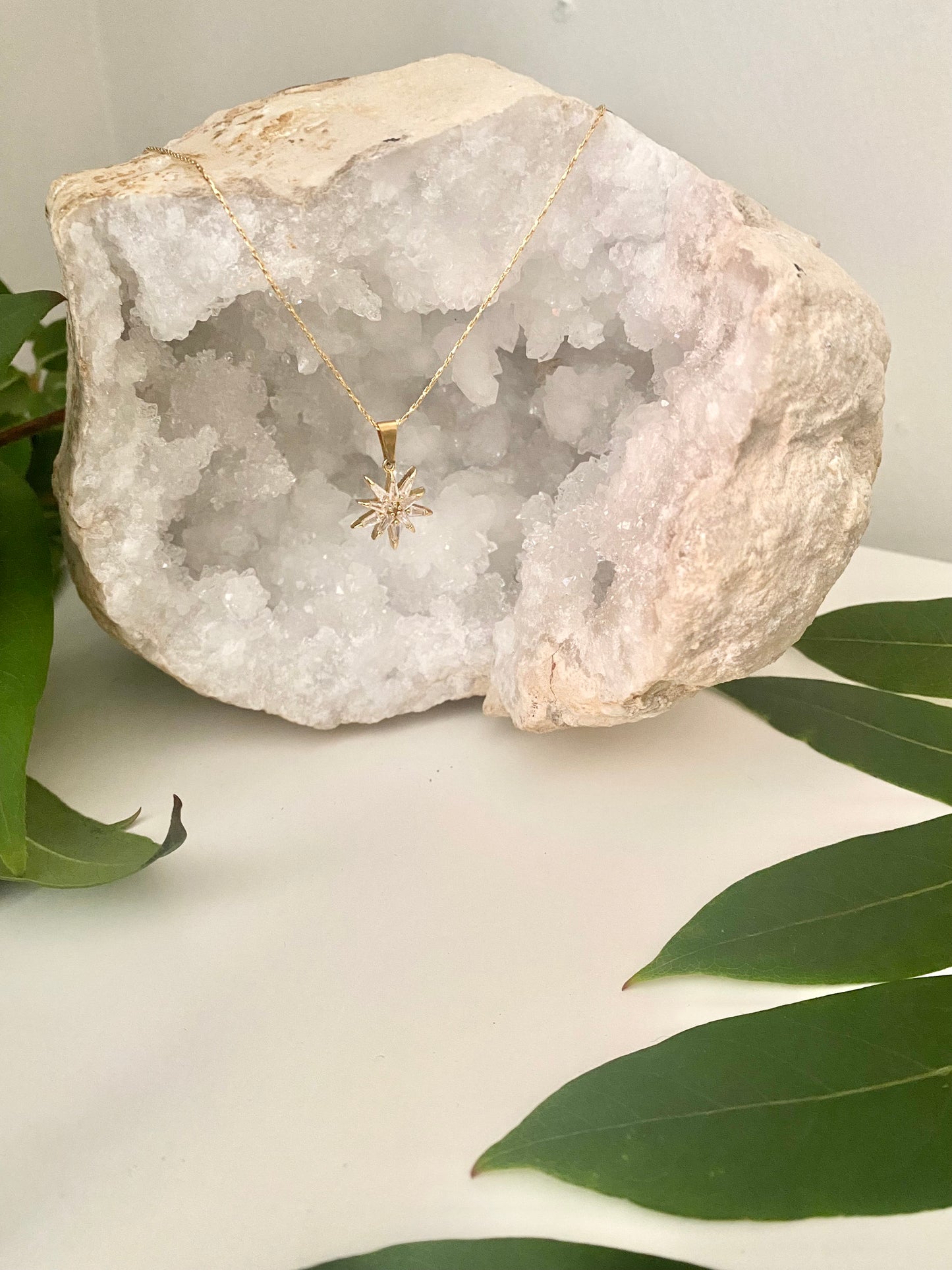 Gold North Star Crystal necklace