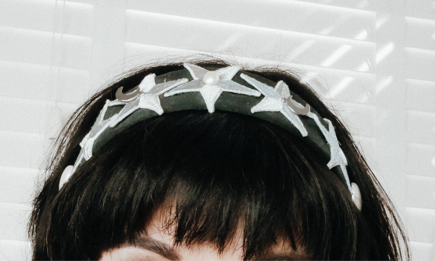 Black moon star headband