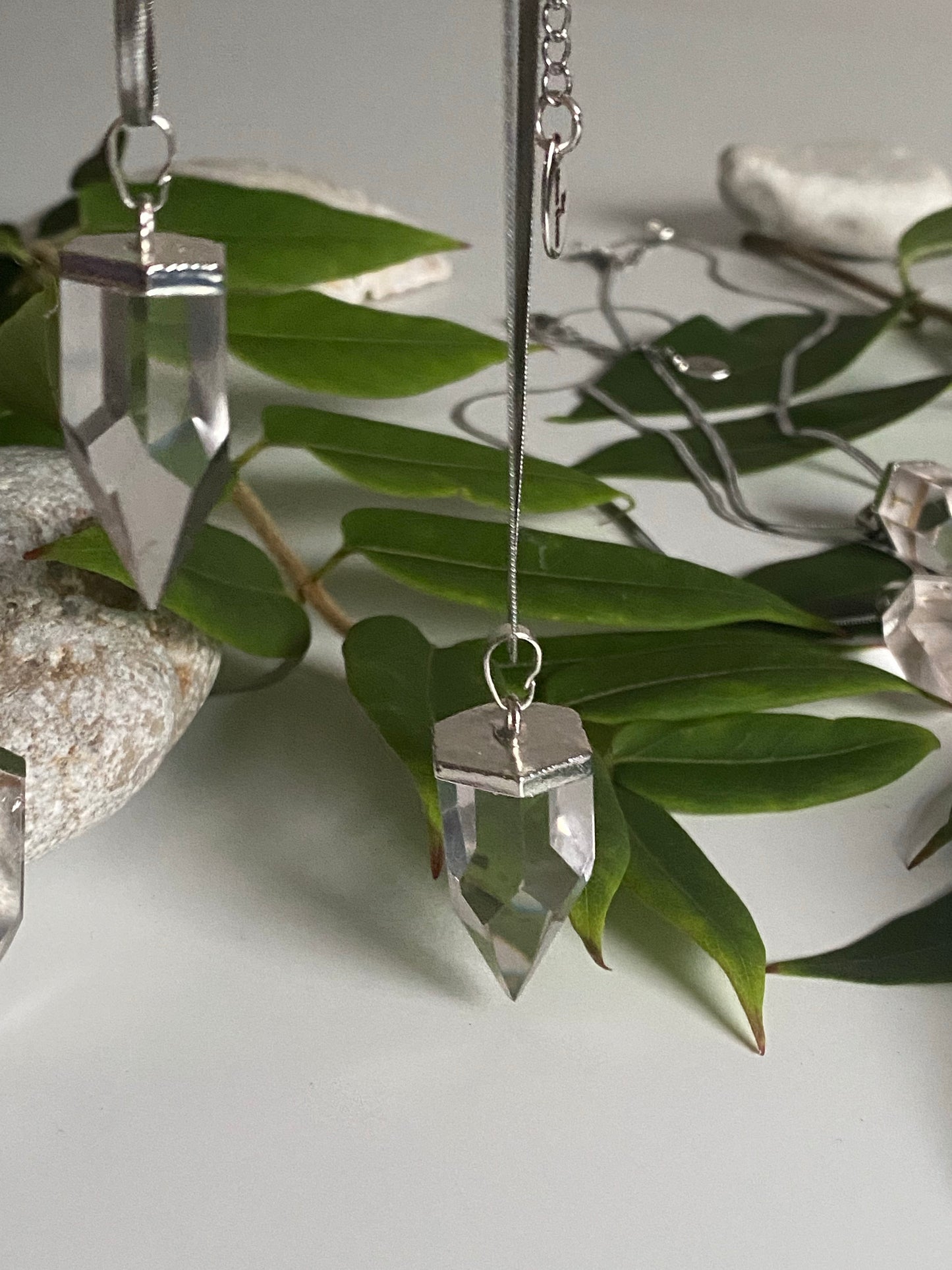 Silver Clear Quartz bullet point necklace