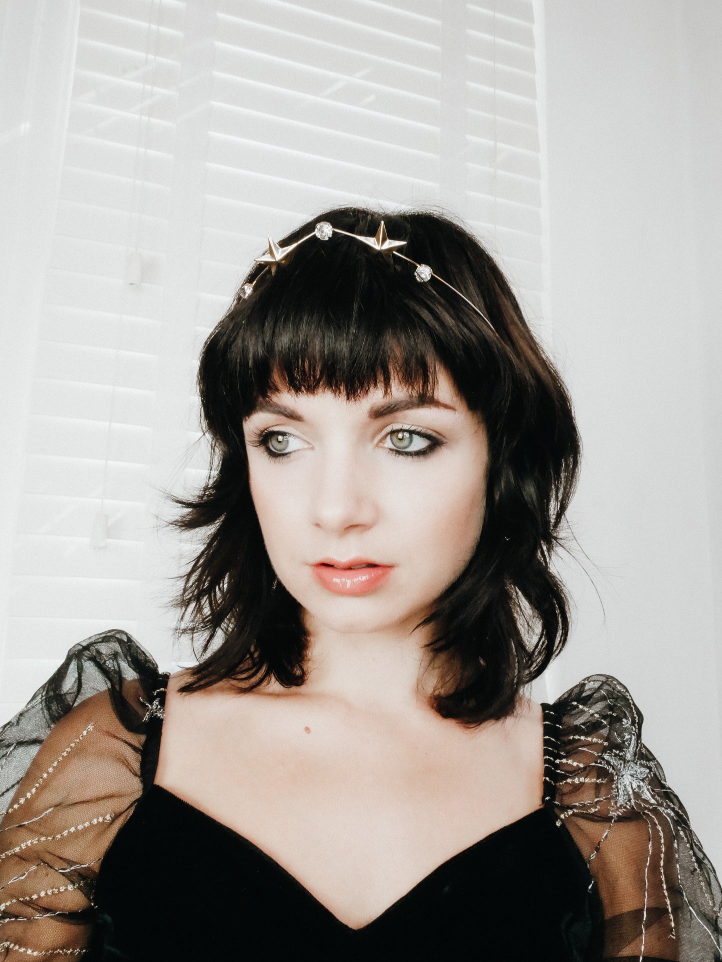 Sabrina gold star light crystal hair crown