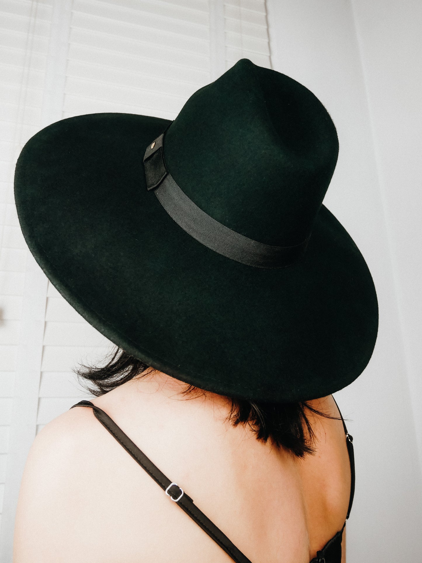 Goddess Grande black wide brim fedora hat