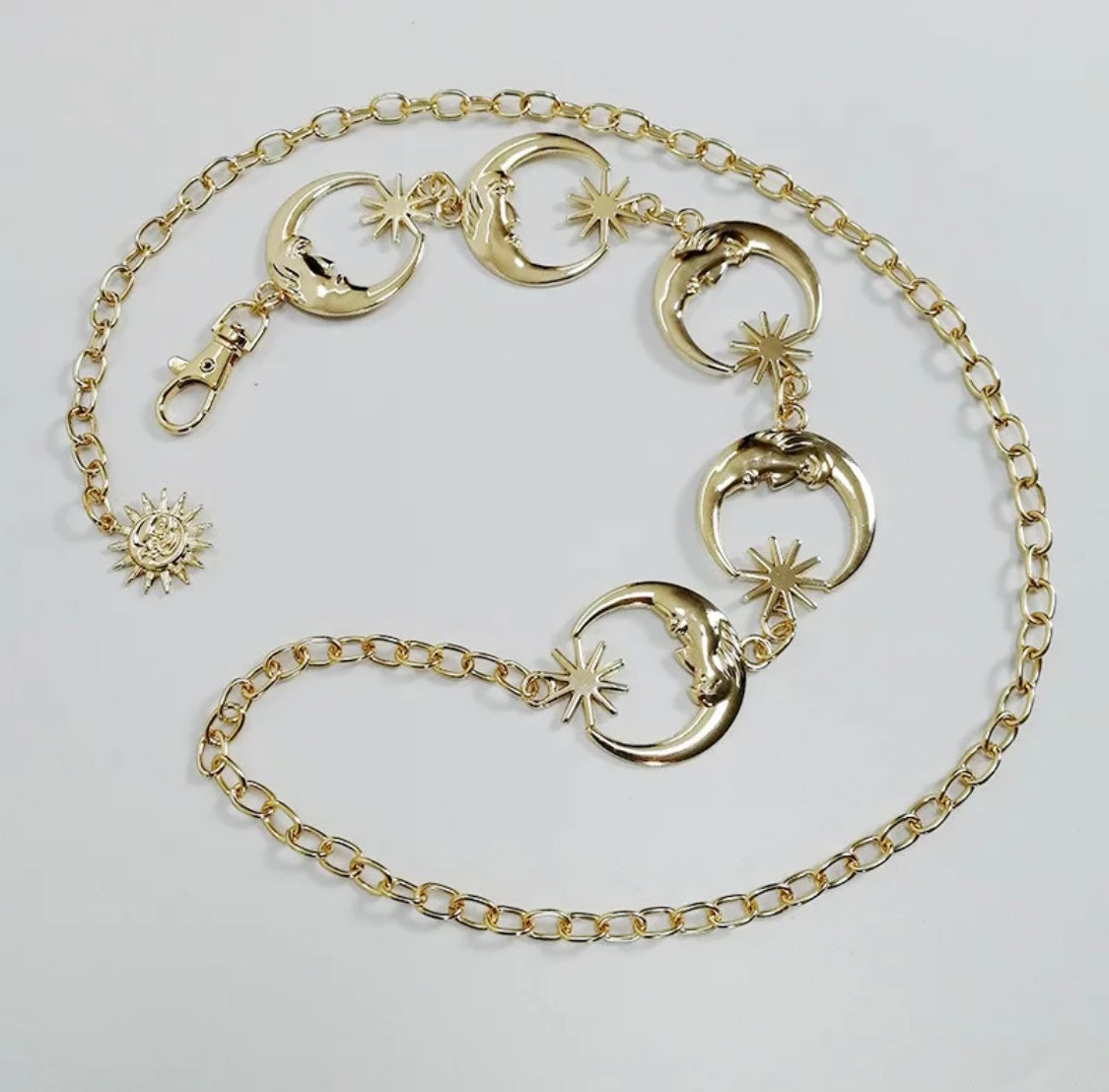 Silver moon chain belt