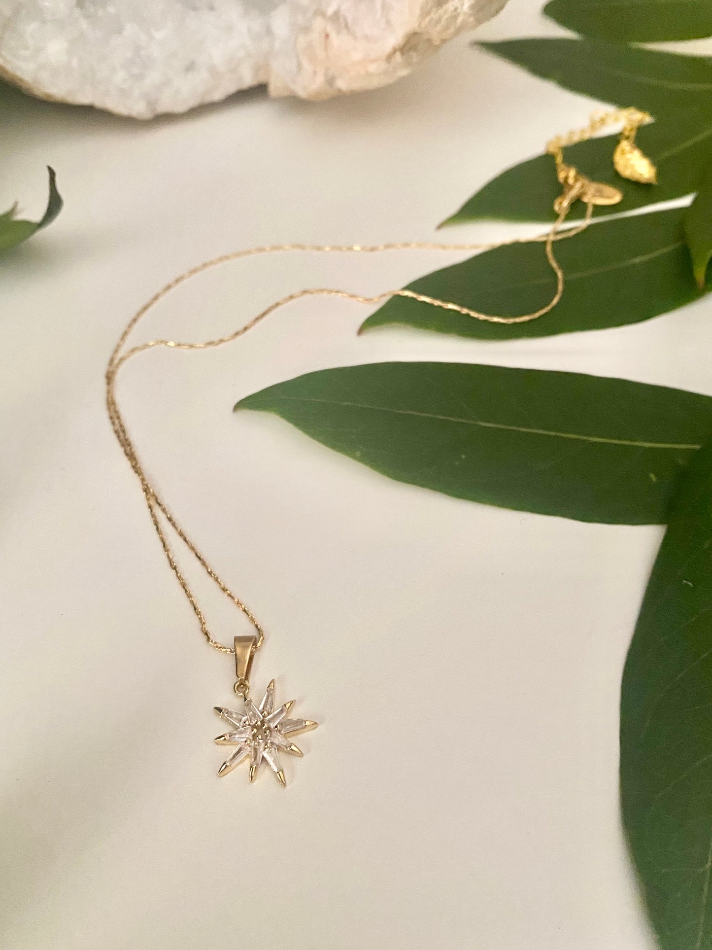 Gold North Star Crystal necklace