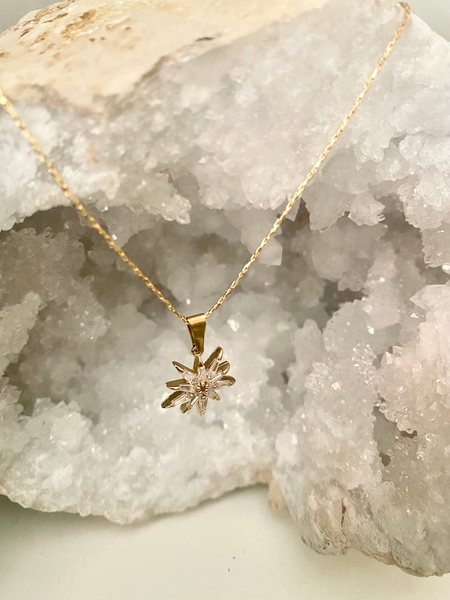 Gold North Star Crystal necklace
