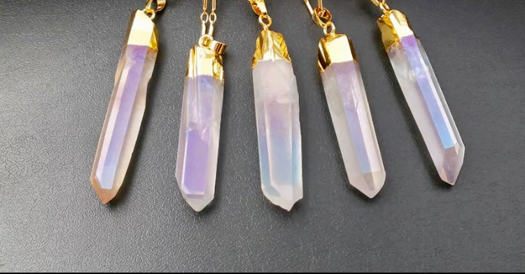 Rainbow quartz point necklace