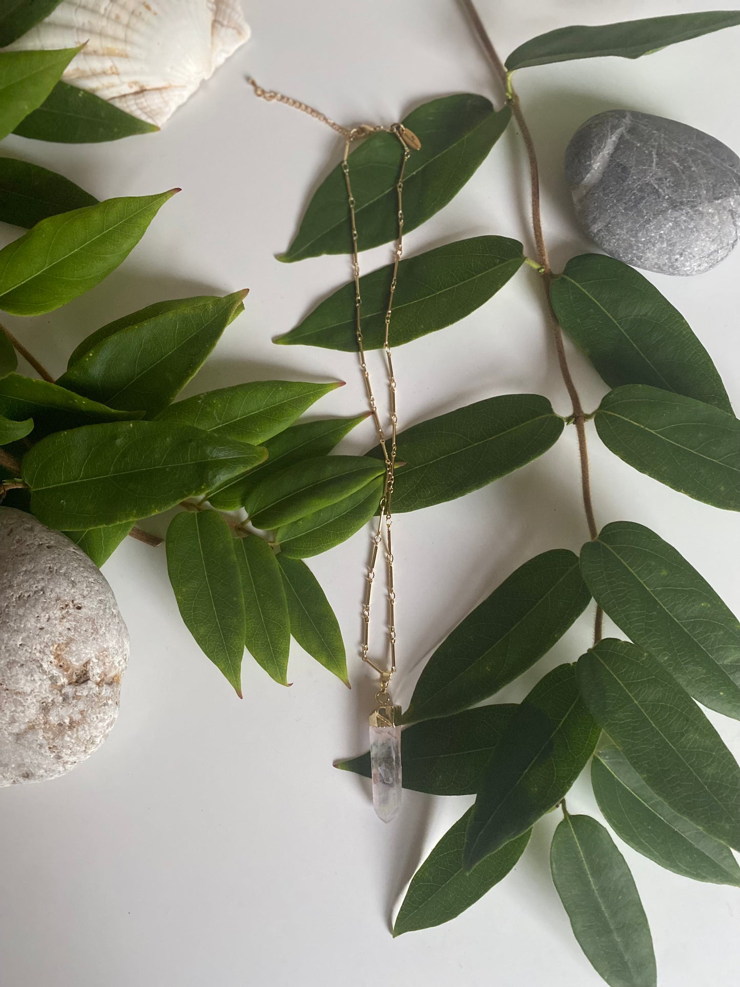 Rainbow quartz point necklace