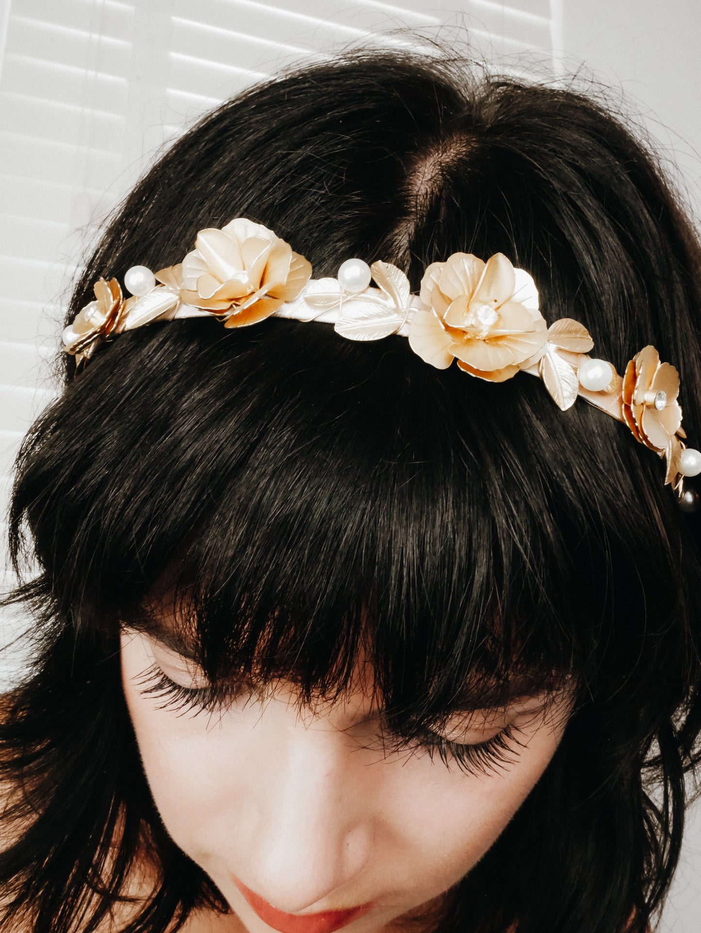 Fairy Gold Pearl flower headband