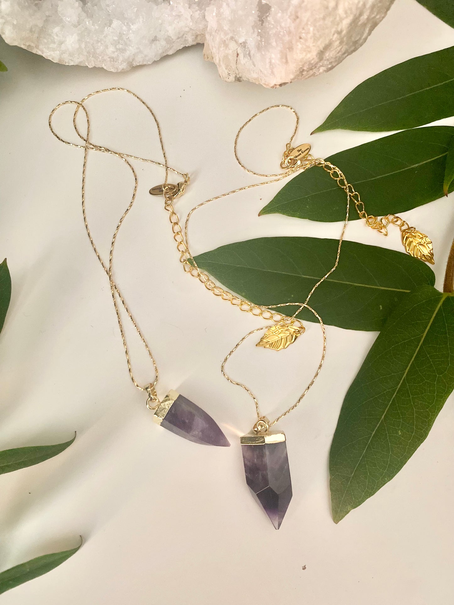 Amethyst bullet point necklace in gold