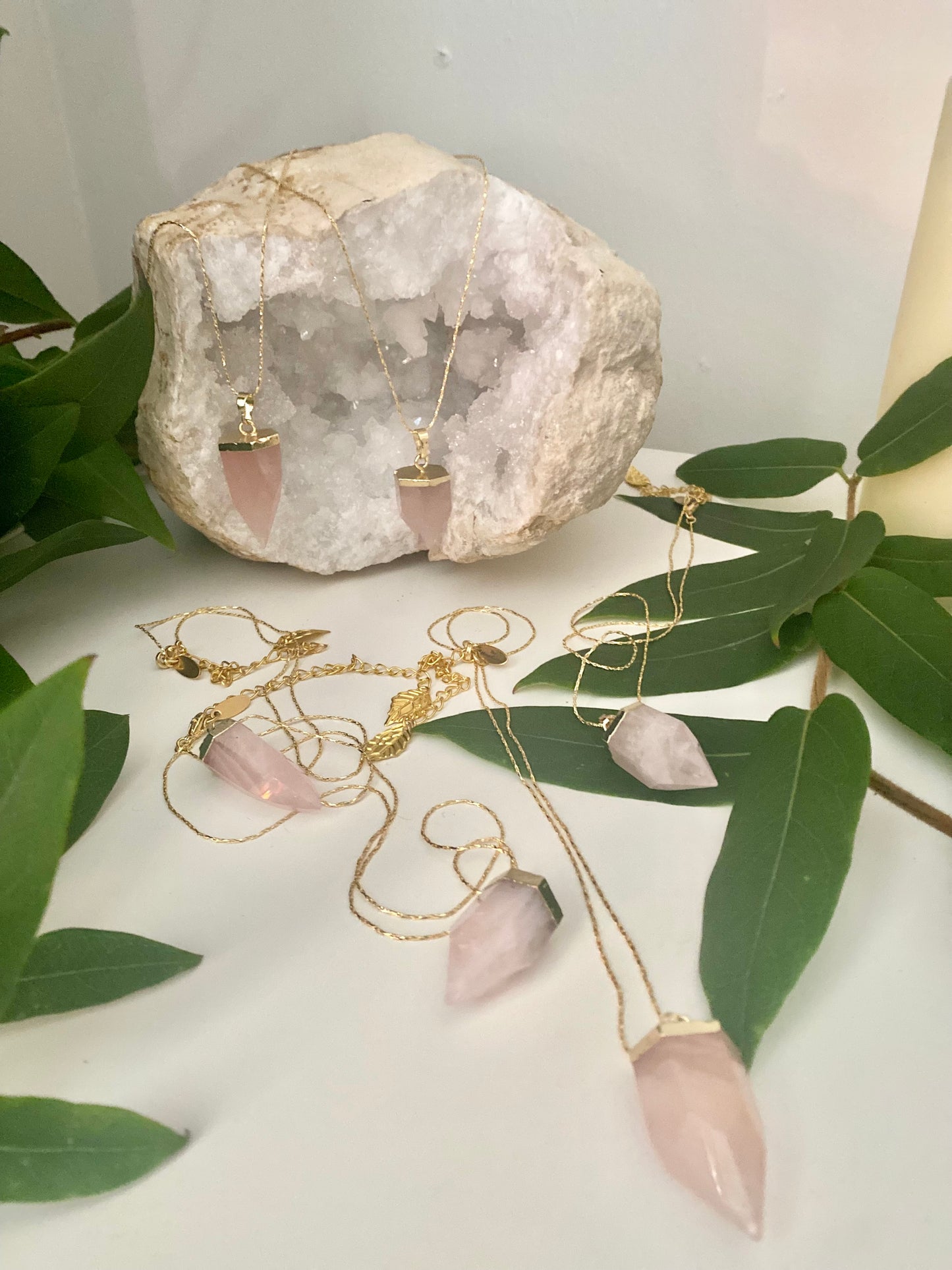 Rose Quartz bullet point necklace