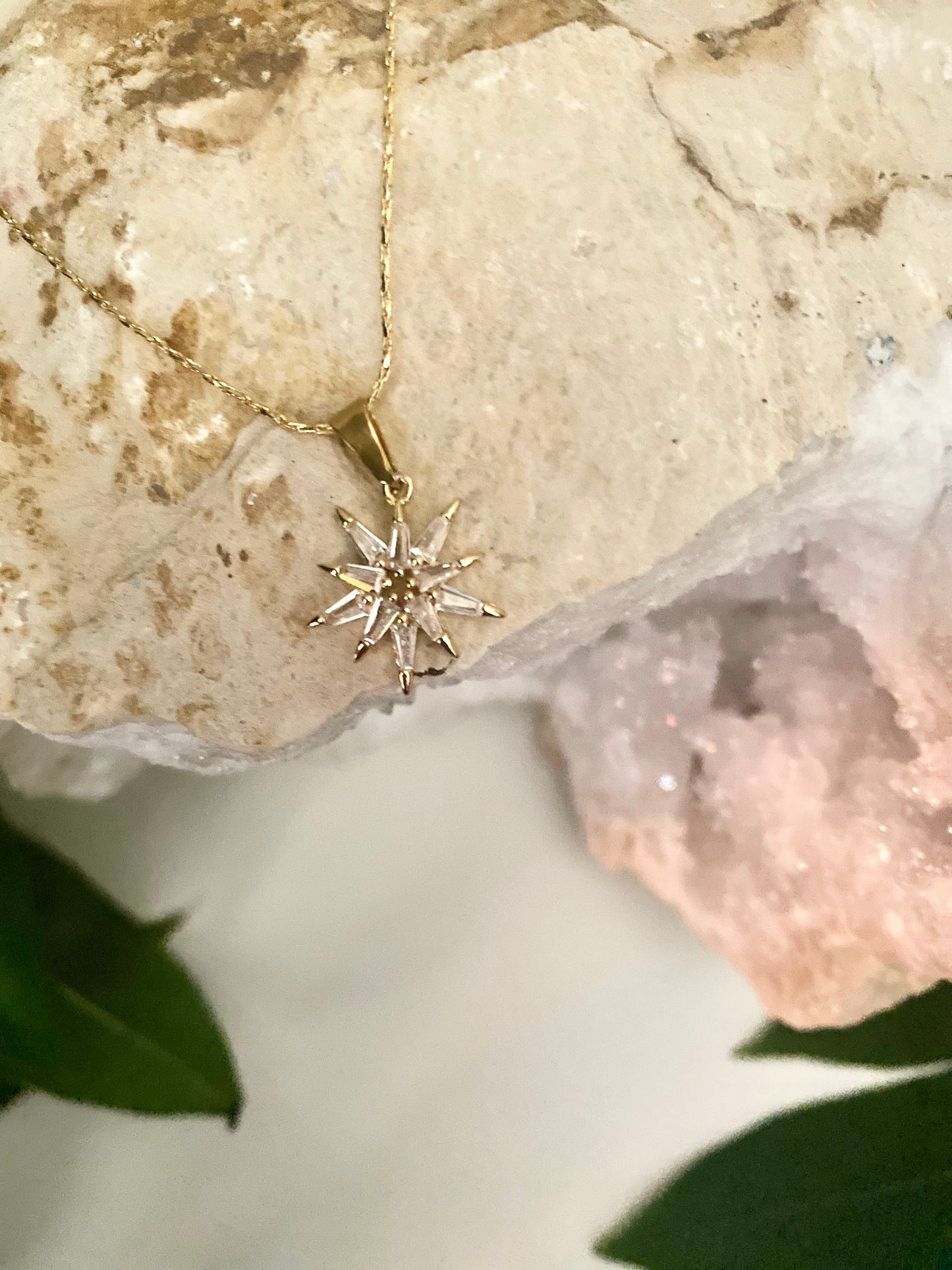 Gold North Star Crystal necklace