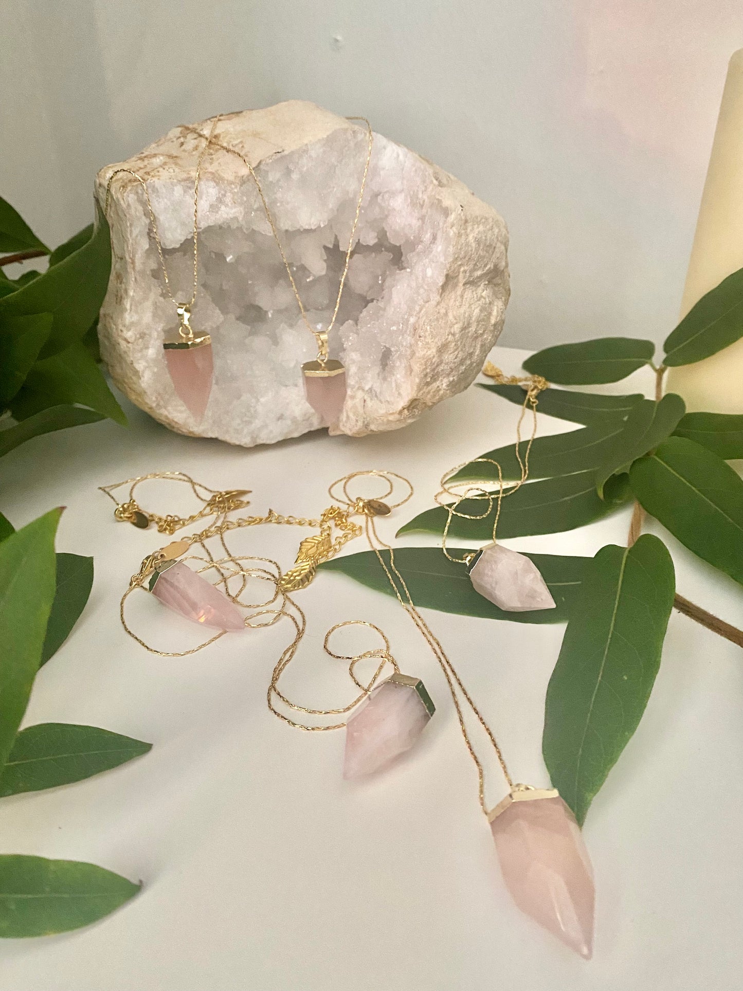 Rose Quartz bullet point necklace
