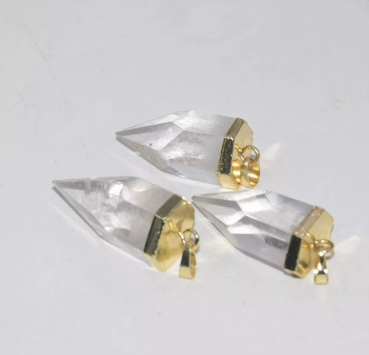 Gold Clear quartz bullet point necklace