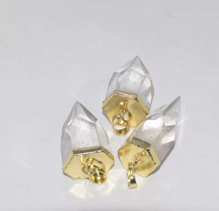 Gold Clear quartz bullet point necklace