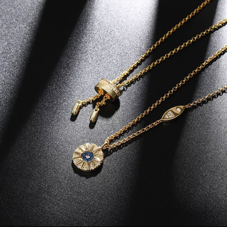 Star light cubic zirconia crystal gold necklace