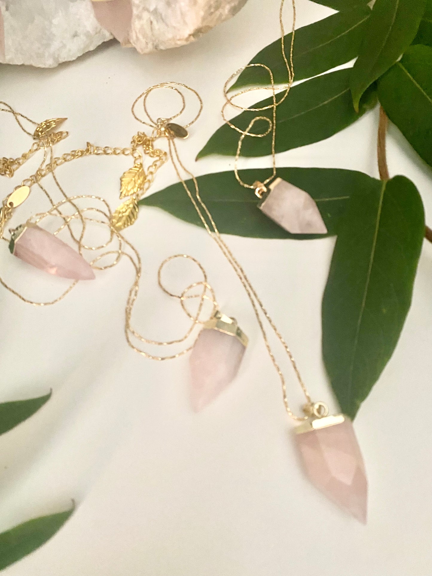 Rose Quartz bullet point necklace