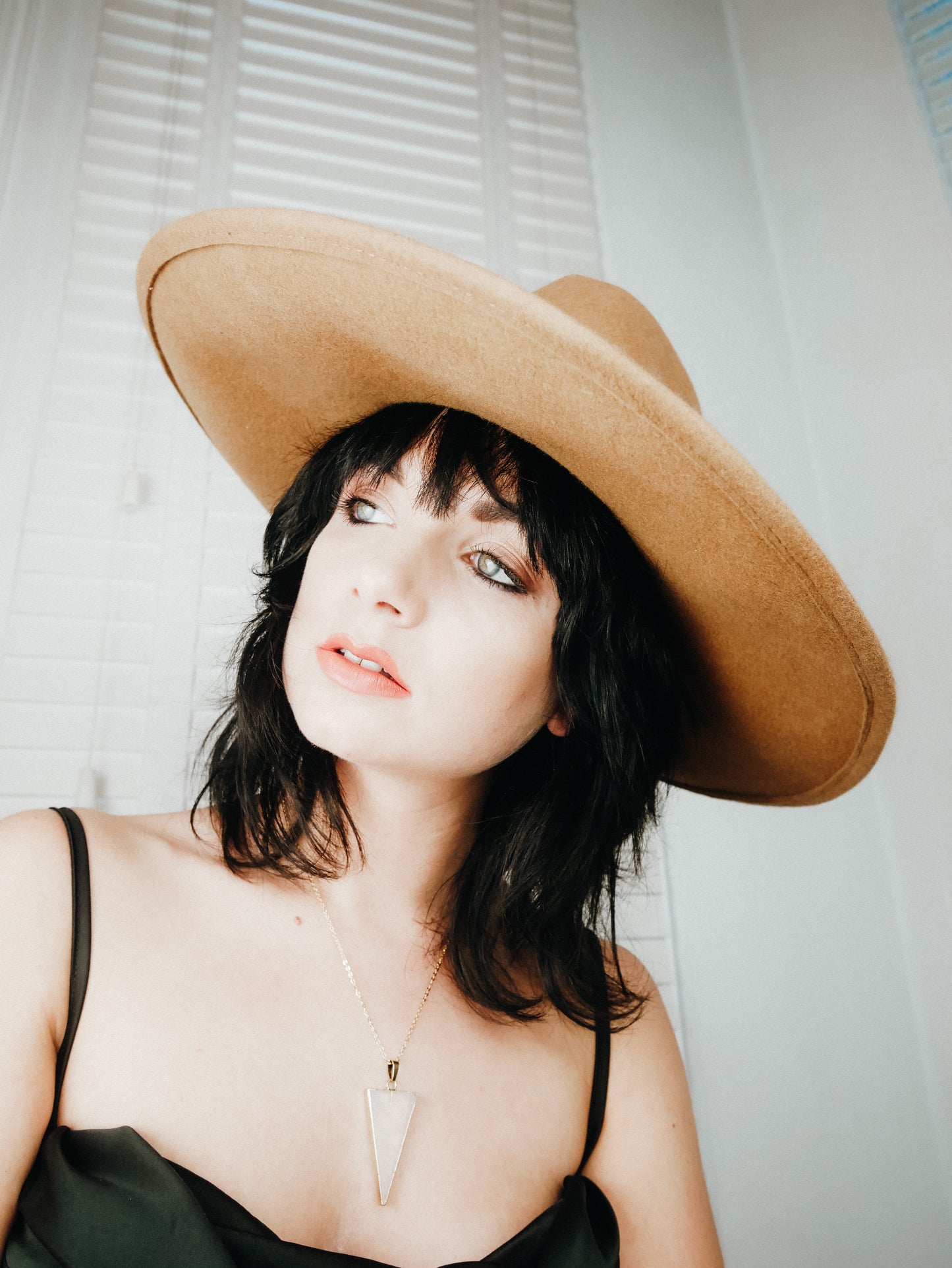 Goddess Grande Camel wide brim fedora hat