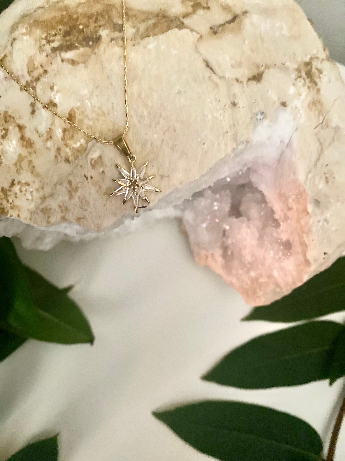 Gold North Star Crystal necklace