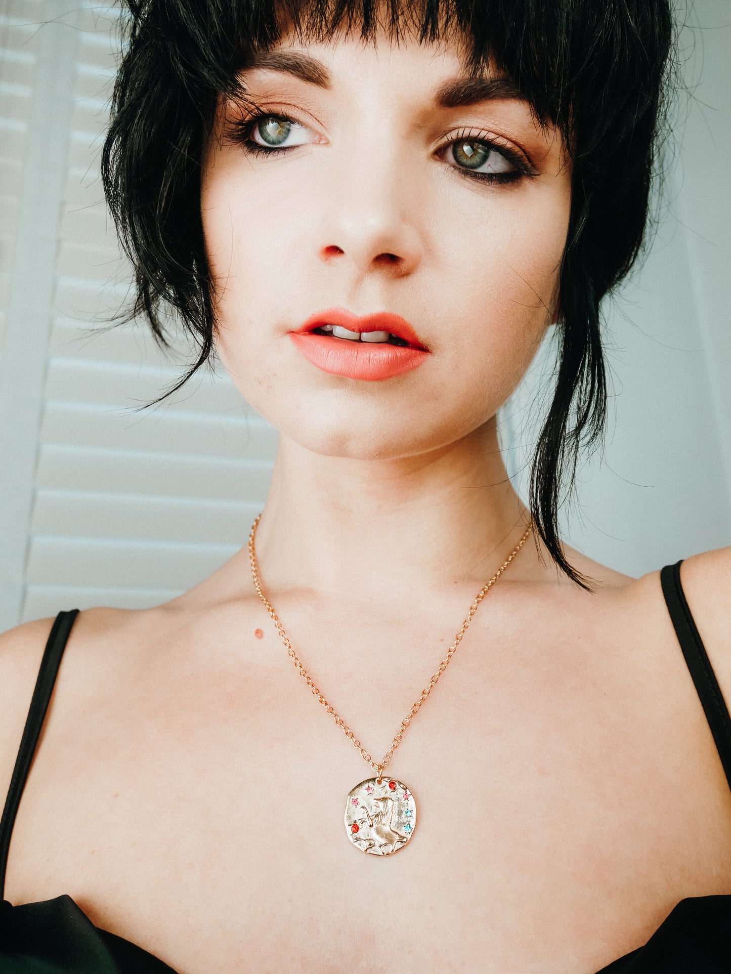 Leo Gold coin star sign necklace